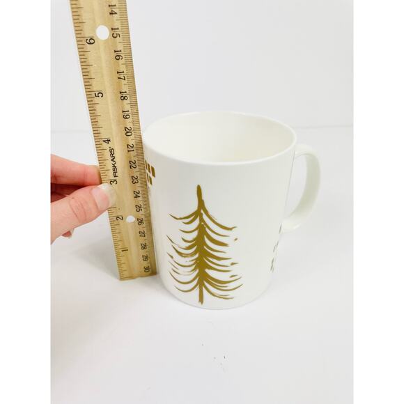 Starbucks 2014 Ivory Gold Holiday Christmas Tree Coffee Mug Cup 15.2 oz. - Picture 10 of 10
